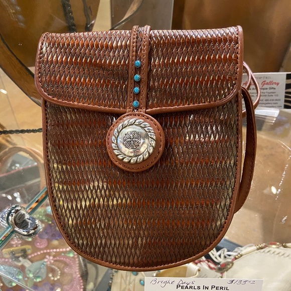 Brighton leather woven crossbody bag